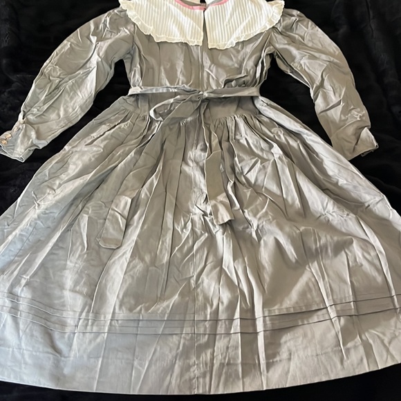 Vintage sailor Victorian style dress 13 14 tie back puff shoulder additional hem - Picture 8 of 11